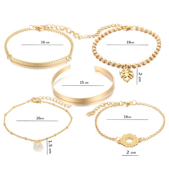 **ANNIE* 5-Pc Gold Leaf x Gem Fashion Bracelet Set - Picture 11 of 11